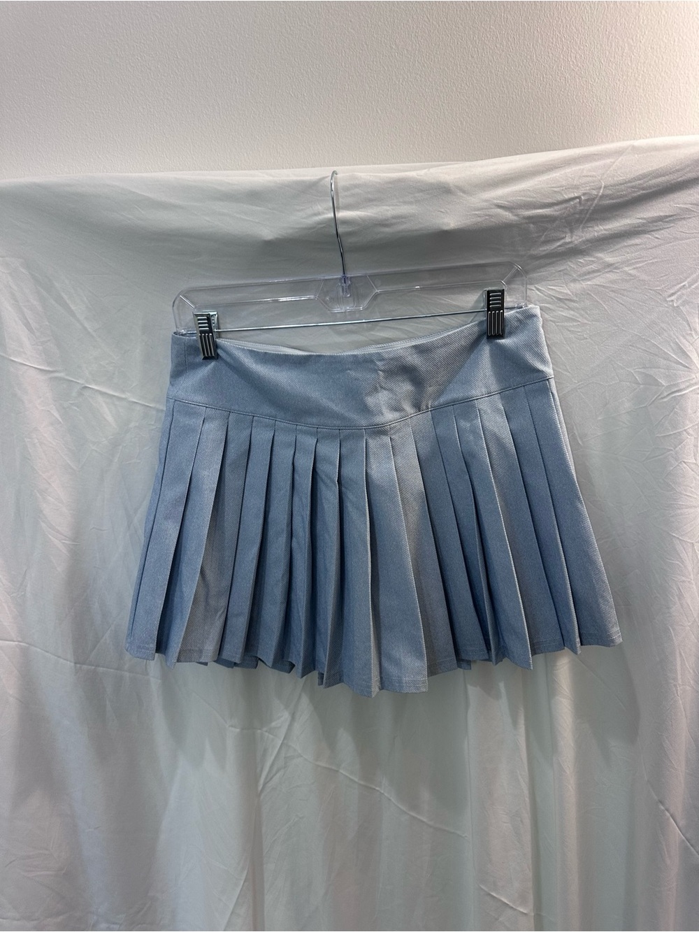 Montce Pleated Tennis-Style Mini Skirt in Powder Blue